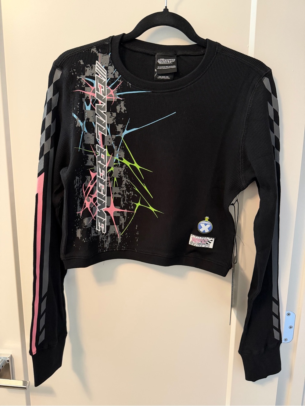 NEW in bag! Civil Regime Powerpuff Girls Black Long-Sleeve Waffle Crop Top